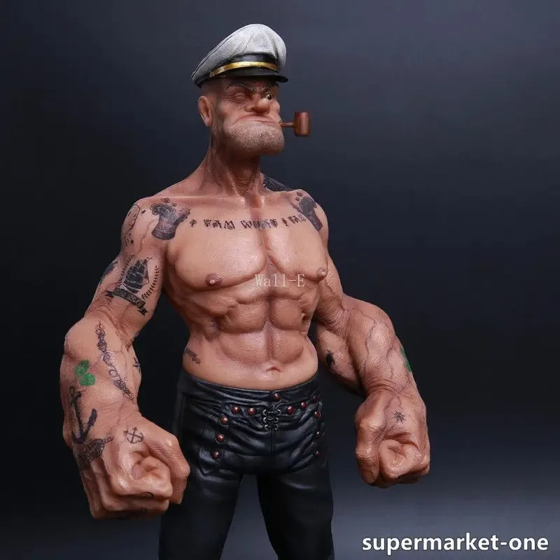 

New Arrival In Stock 35CM headplay 1/6 Popeye The Sailor Man PVC Statue Figure Model Toy TATTOO BODY