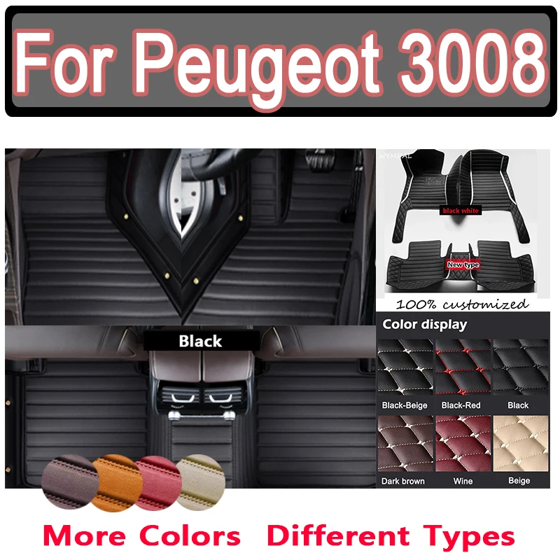 

Роскошный автомобильный роскошный кожаный коврик для Peugeot 3008 2013 2014 2015 2016 2017, автомобильный коврик, полный комплект, женский водонепроницаемый коврик
