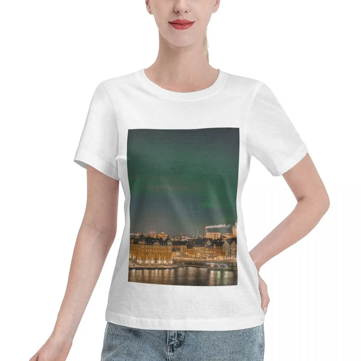 Discount Castle And The Northern Lights Women's T-shirt Vintage Wear Ladies Tee