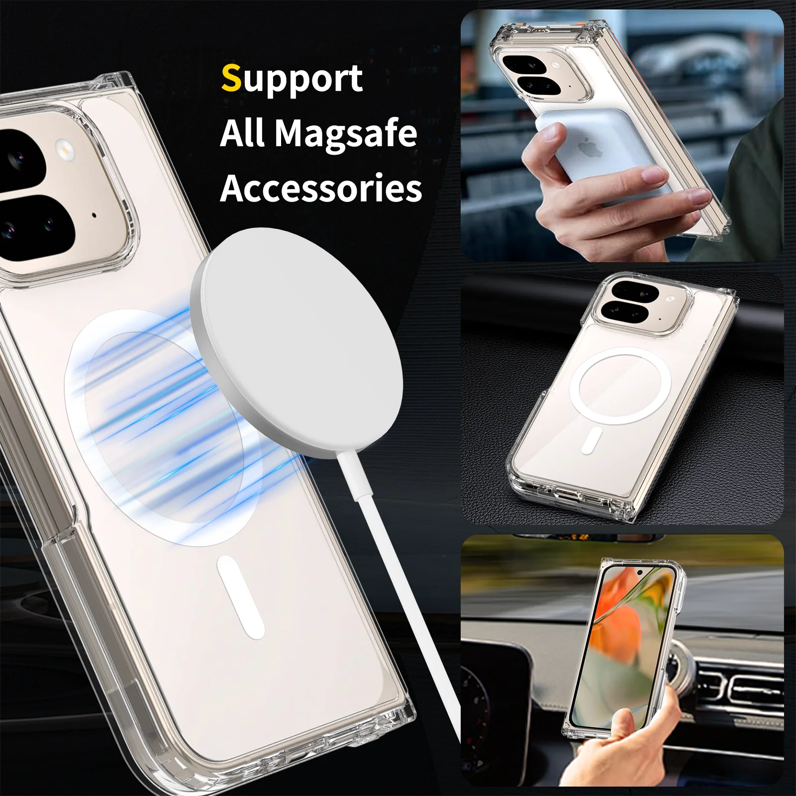 Przezroczyste etui na telefon Pixel 10 Pro Fold, kompatybilne z MagSafe, z ochroną przed upadkiem, do Google Pixel 10 Pro Fold — zdjęcie produktu 3