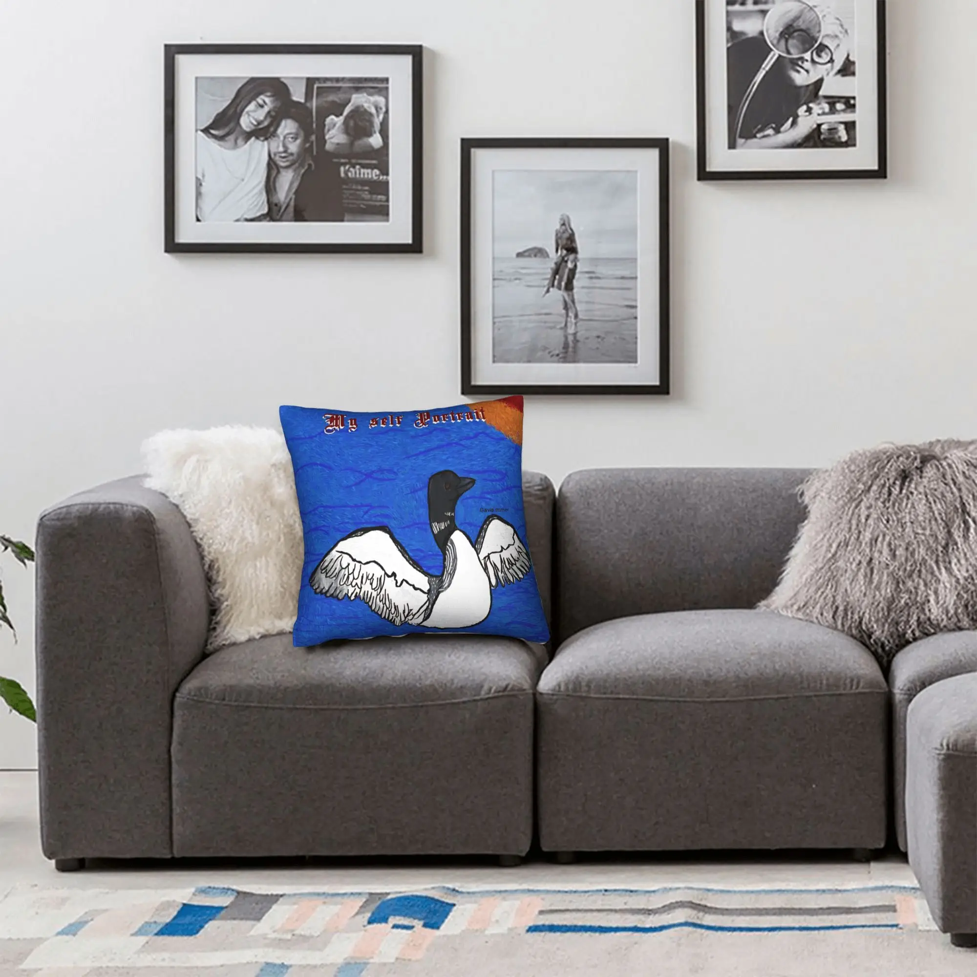 Heated Rivalry My self Portrait common loon  Square Pillow Case Polyester Decorative Pillow  Casual Pillowcase