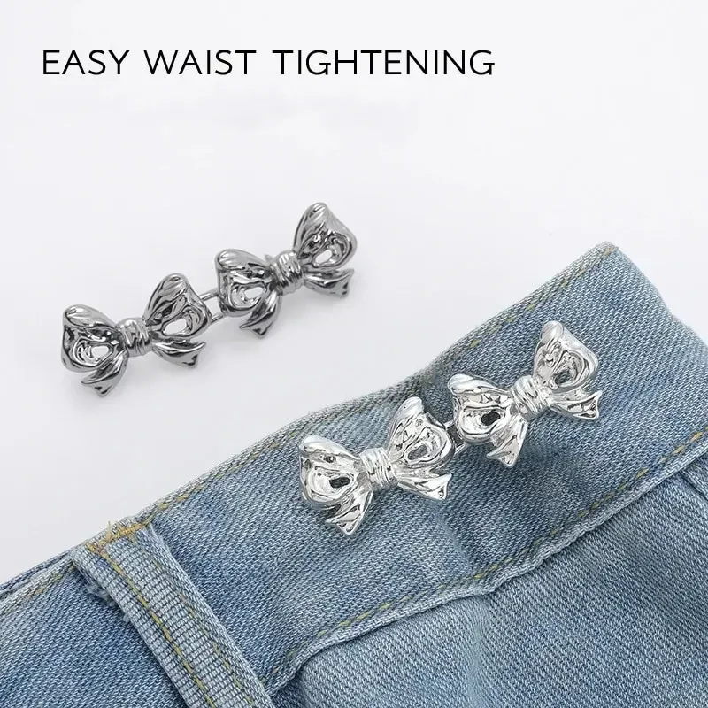 No-Sew Double Bow Belt Buckle - Adjustable Waist Cinch for Dresses/Skirts (Fits 24''-40'') | No Holes Needed