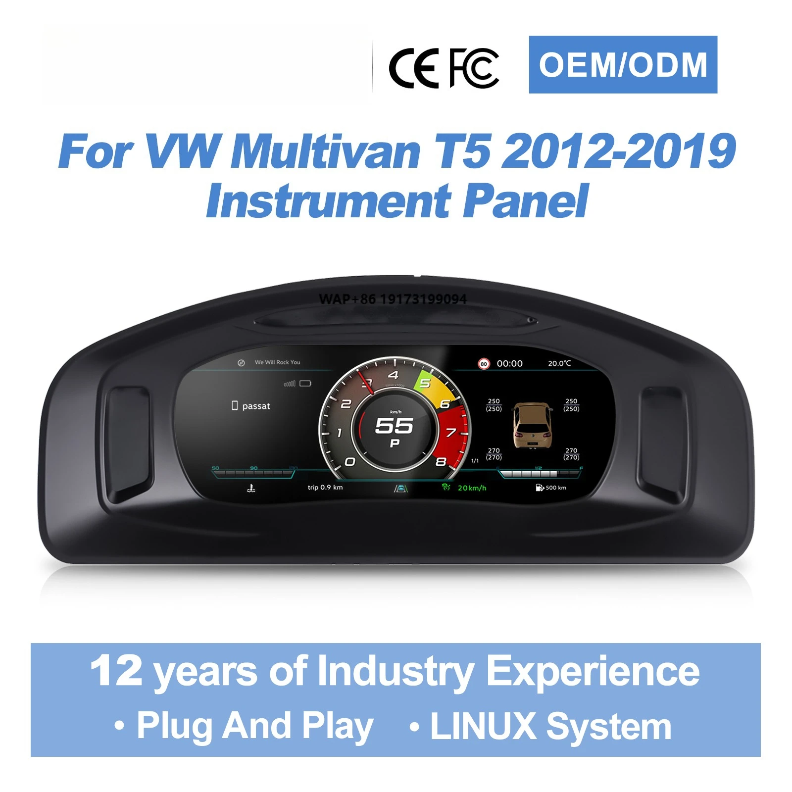 

for VW Multivan T5 2012-2019 Car Upgrade Linux System Carplay Speedometer LCD Instrument Car Digital Cluster