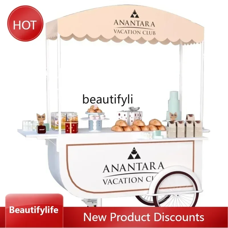X1Outdoor display, hand-pushed coffee cart decoration, commercial street scenic spot, mobile float for sale