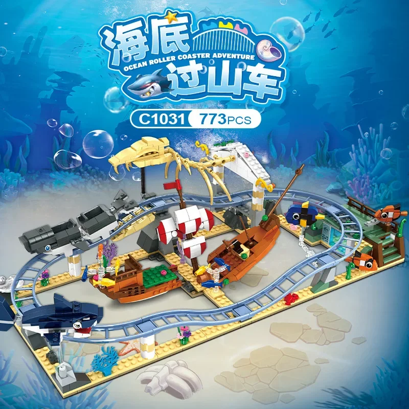 Podwodny świat Piracka kolejka górska Kompatybilne klocki do budowania Zabawki edukacyjne dla dzieci Świąteczny prezent urodzinowy
