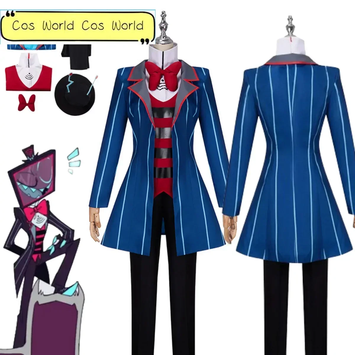 

Anime Hazbin Cosplay Hotel Cosplay Costume Blue and Red Uniforms Halloween Carnival Party Carnival Anime Performance Set