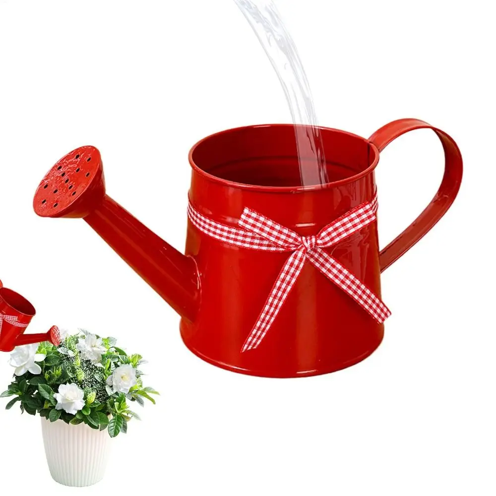 New Lightweight Plant Watering Can Rust Resistant Sprinkler Head Watering Pot Gingham Ribbon Garden Watering Can Indoor Plants
