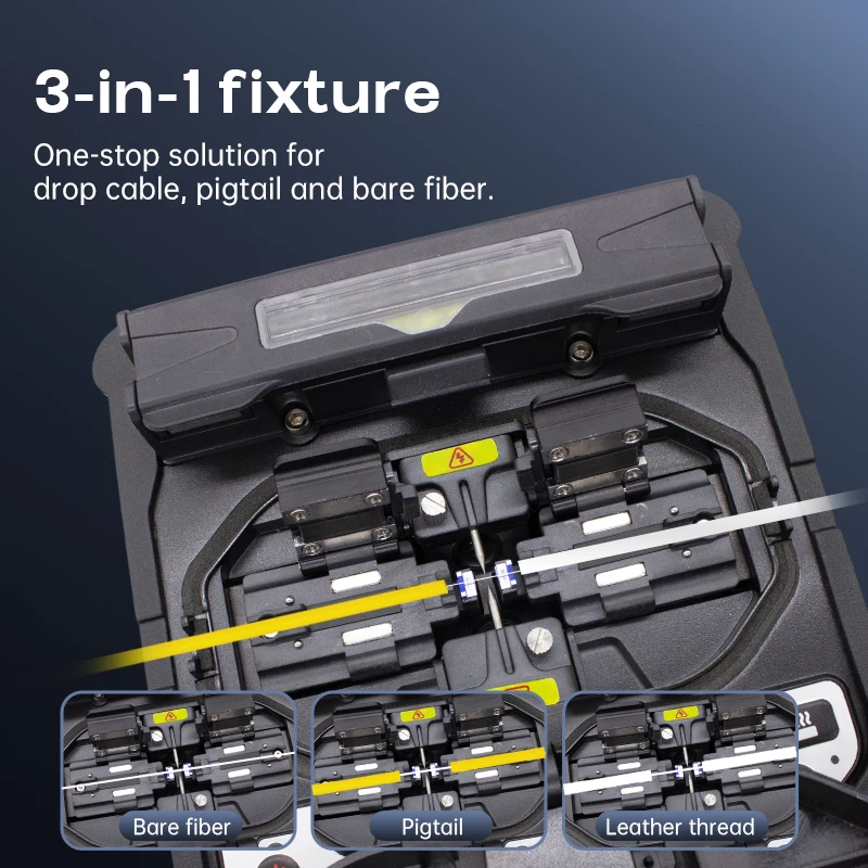 Lampoot T3 Six-Motor Fiber Optic Fusion Splicer Three-In-One Fiber Cable Pigtail Jumper Fully Automatic Splicing Machine High-Precision Short-Distance Hot Melt Machine Security Monitoring Ftth Fiber Optic Cable Splicing Machine