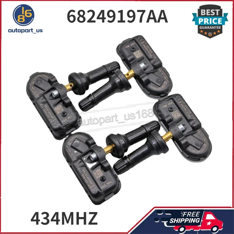 

4PCS TPMS Tire Pressure Monitoring Sensor 68249197AA 68239720AA 68185570AA 434MHZ For JEEP CHEROKEE RAM 1500 CLASSIC 2500 3500