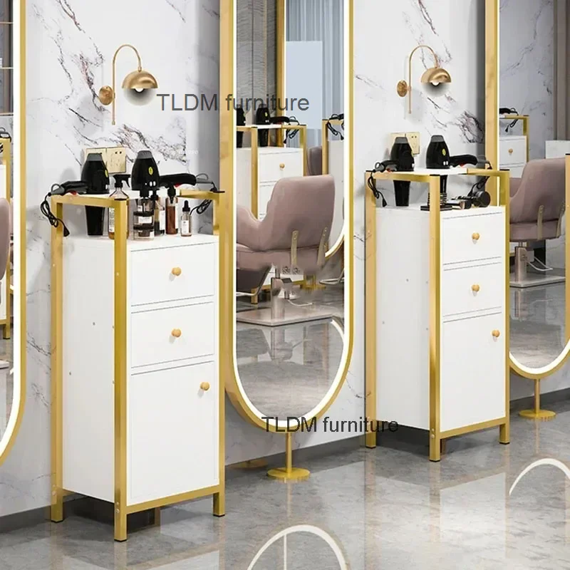 

Light Luxury Modern Salon Trolleys Simple Salon Furniture Beauty Salon Auxiliary Cart with Wheels Multi-layer Storage Cabinet A