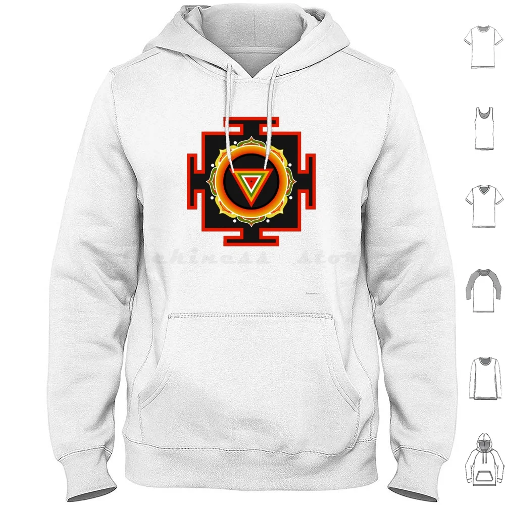 The Kali Yantra Hoodie Cotton Long Sleeve Kali Hindu Ganesh Shiva Kali Yantra Yantra Mantra Elephant India Religious