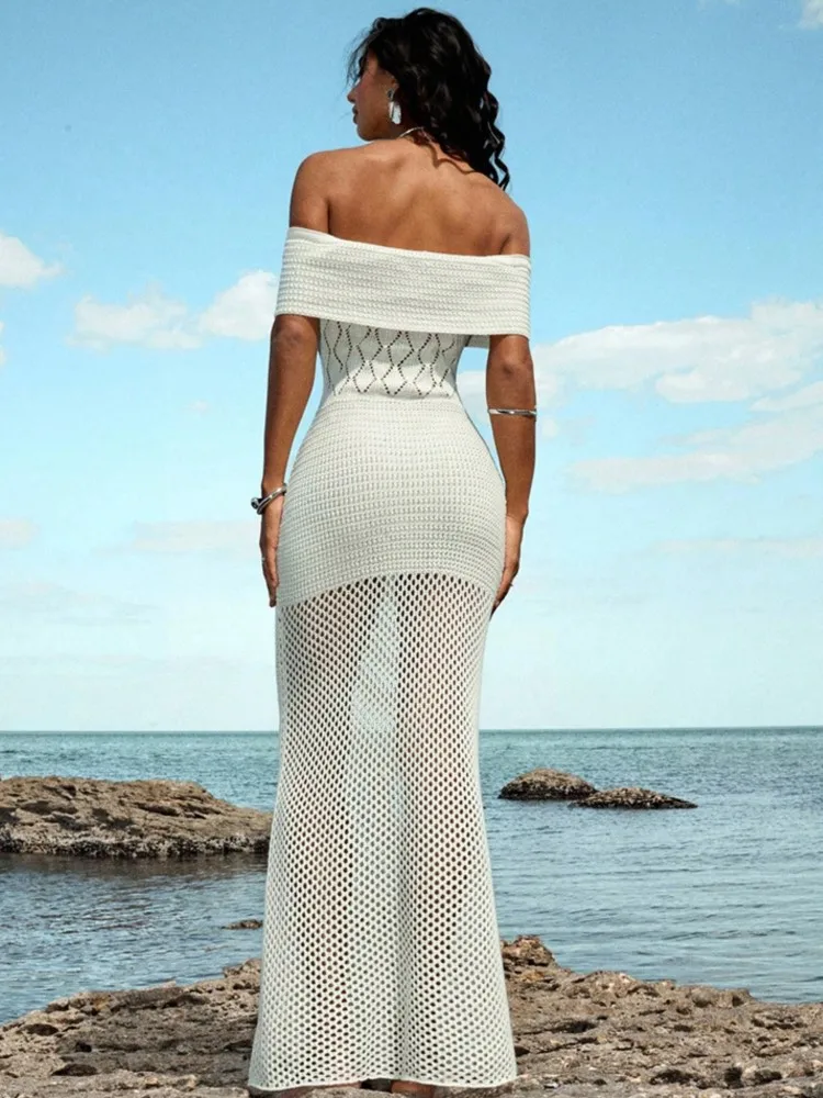 Letnie narzutki damskie na strój kąpielowy z odkrytymi ramionami, krótkie rękawy, szlafroki, kostiumy kąpielowe, nowy wzór 2026, sukienki maxi na wakacje na plaży, narzutka