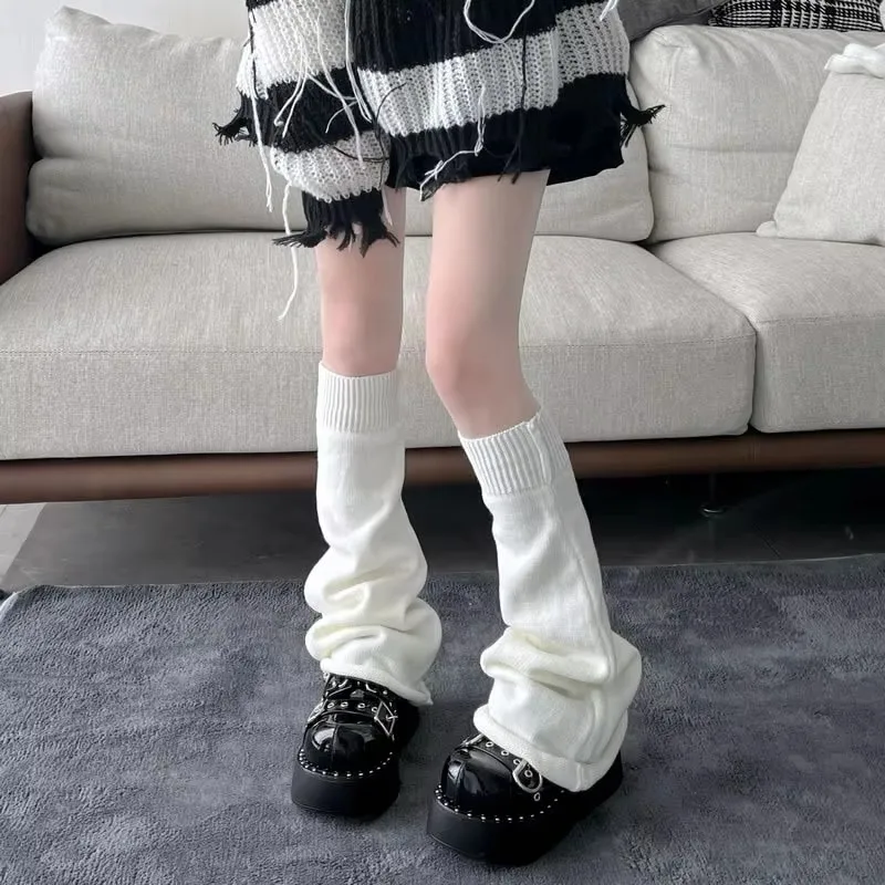 Woman Leg Warmer Autumn and Winter Wide Legs Black White Lolita Socks for Woman Stripe Socks Y2k Girls 1/2 pair - view 5
