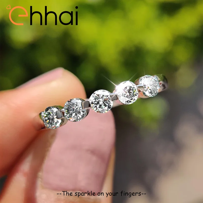 

Ehhai GRA Certified Five Round Moissanite Diamond Engagement Rings for Women S925 Sterling Silver Wedding Band Fine Jewelry Gift