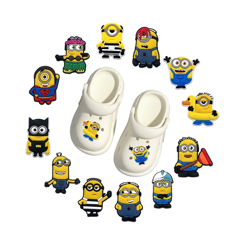 

MINISO Minions series 9-100PCS Shoes Charm Decorations Mixed PVC Decoration High quality Detachable Waterproof For Party Gifts