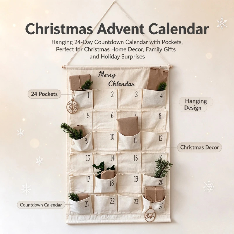 Hat Sublimation Blank - 24 Günlük Boş Keten Asılabilir Advent