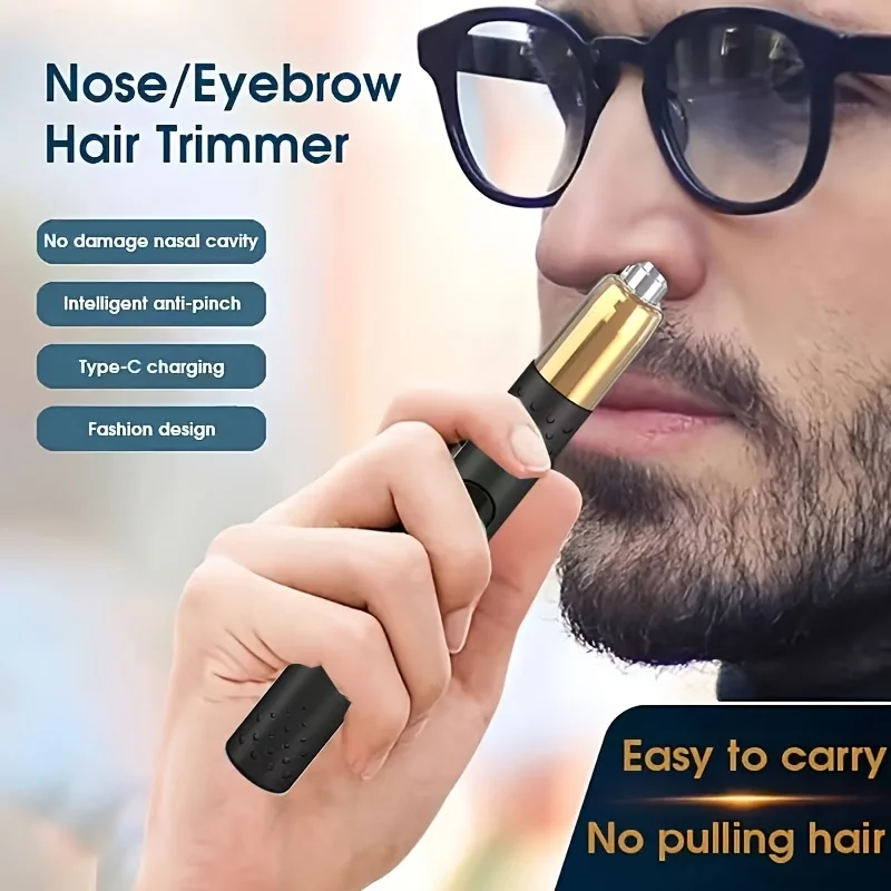 Unisex Nose Hair Trimmer - Stainless Steel Head, Electric Ear and Nose Hair Clipper, USB Rechargeable, Compact Round Head Design