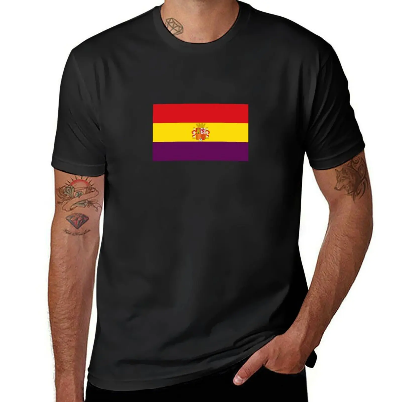 Spanish Republican Flag T Shirt Unisex Korean Fashion Kawaii Oversized Casual Streetwear Top