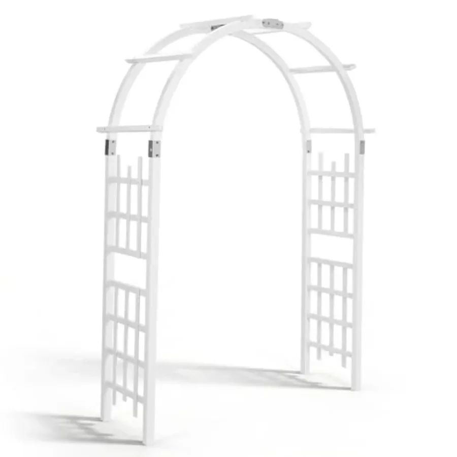 Wooden Garden Arbor for Wedding Ceremony, Heavy Duty Natural Wood Trellis Arch in Brown, Rustic Outdoor Pergola for Plant Climb