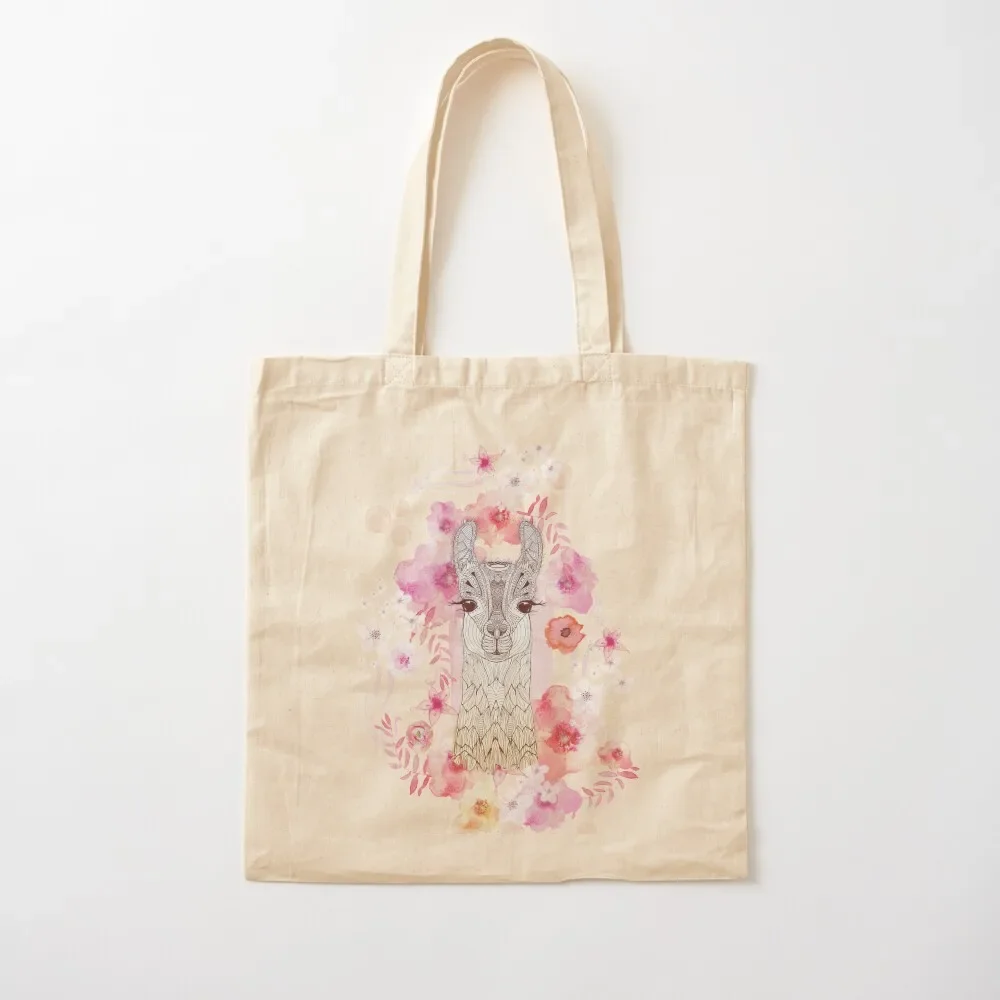 ALPACA BABY & FLOWERS Tote Bag bag luxury women custom tote bag Women's handbag