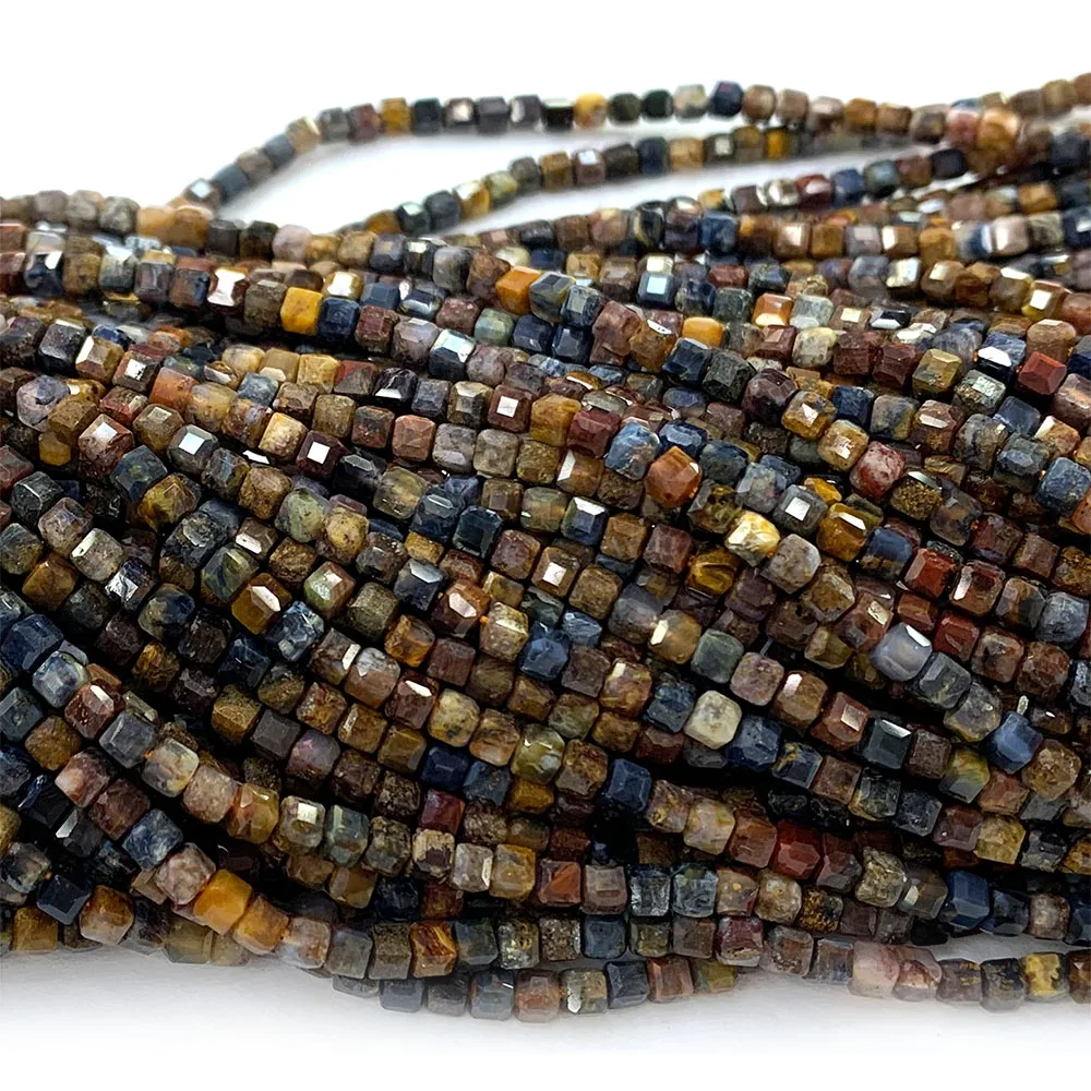 

Veemake Brown Pietersite Edge Cube Natural Faceted Beads 08331