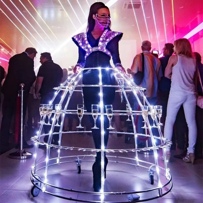 New modern design LED material Shiny and dazzling stainless steel champagne skirt, suitable for weddings