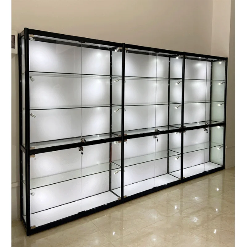 Custom. Wine Showcase with LED lights smoke shop accessories display glass window show wall cabinet for smoke shop dis