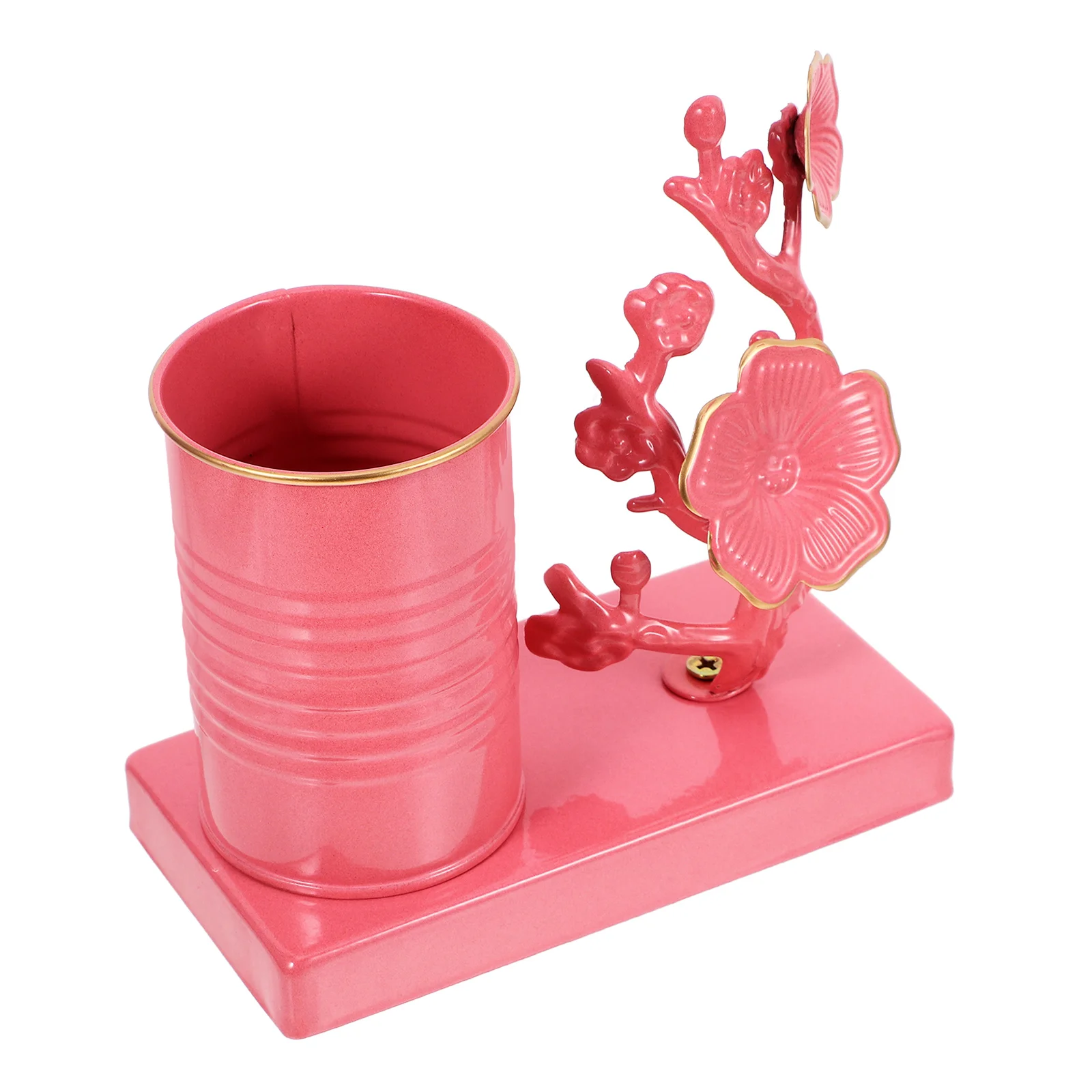 

Storage Bucket Iron Plum Blossom Pen Holder Office Accessories Vintage Stand Cute Cup