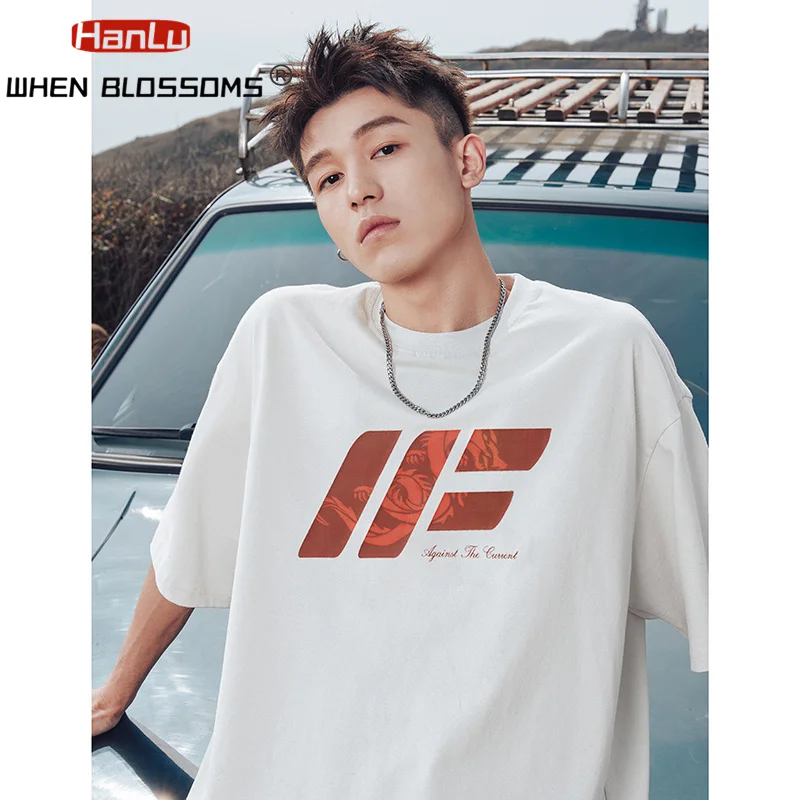 

Футболка с коротким рукавом для мужчин и женщин, модный брендовый хлопковый топ с принтом в стиле «Лето Лонг», Повседневная футболка для пар