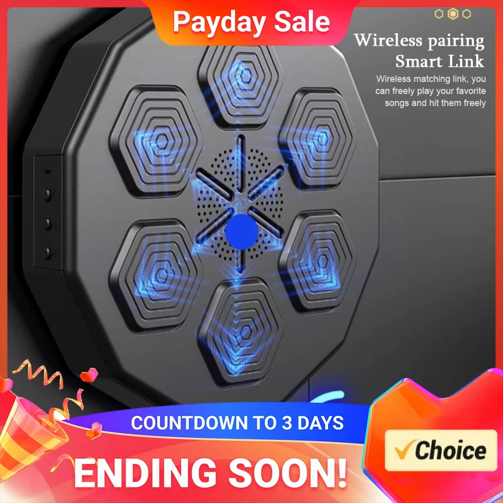 Wall Mounted Music Boxing Machine LED Light Boxing Wall Target Boxing Pads Bluetooth-Compatible with Boxing Glove for Kids Adult