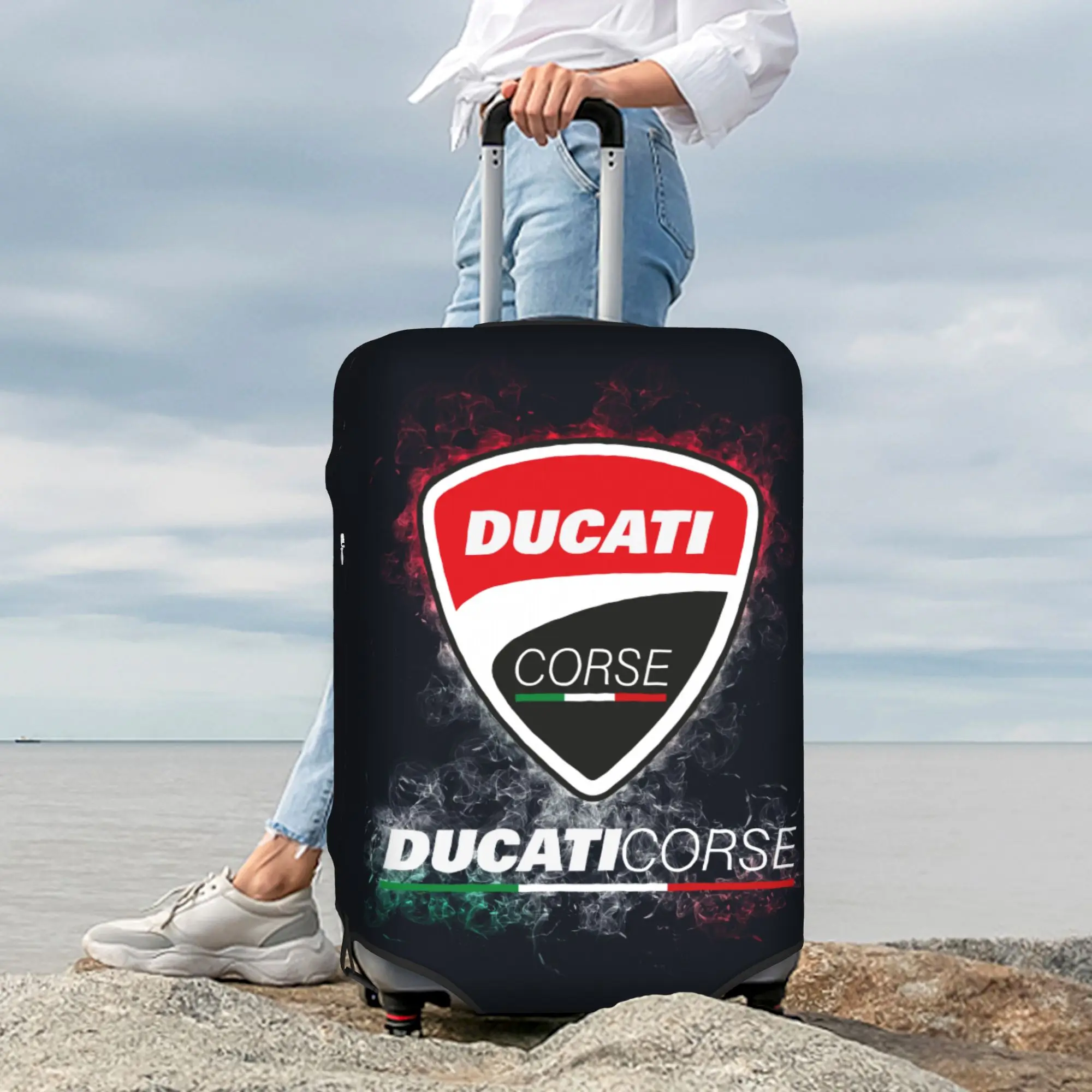 Custom Ducatis Motorcycle Luggage Cover Protector Cute Racing Sprot Travel Suitcase Covers for 18-32 Inch