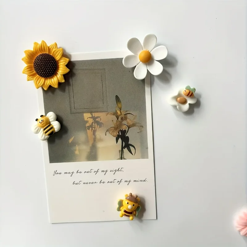 Sunflower Bee Flower Resin Fridge Magnets for Home Decoration, Cute Magnet Gift Presents