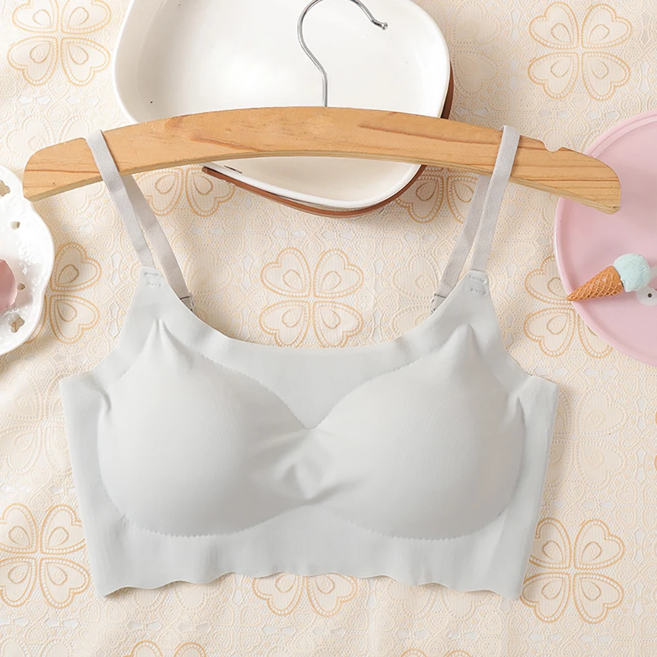 Reggiseni sportivi da donna senza tracce ed eleganti in seta ghiacciata con scollo all'americana e senza ferretto per il riposo del sonno e le attività fisiche leggere