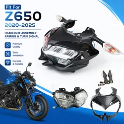 Suitable For KAWASAKI Z650 ER650 2020 - 2025 Z 650 Motorcycle Headlight + Front Head Cowl Upper Nose Fairing Turn Signal