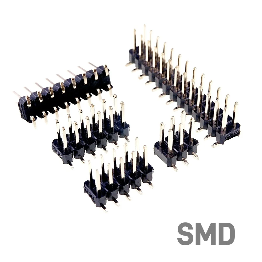 10 100 Pcs PCB Male Header 2.54 mm Pitch 4 6 8 10 to 40 80 Pin Dual Row Right Angle 90 180 Degree SMD Through Holes Gold Plated