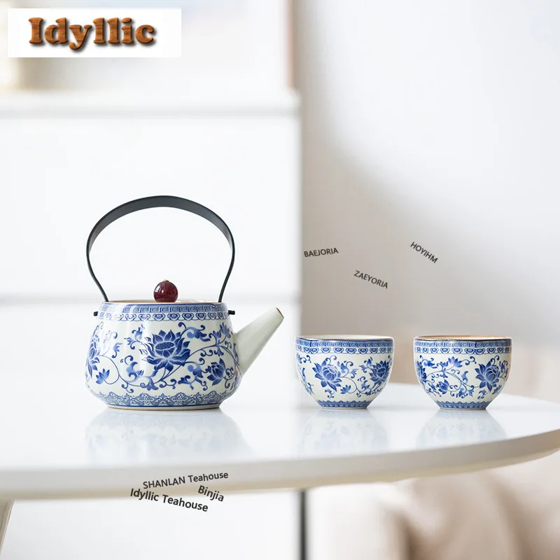 Corianderma Truncatula Tea Set Complete Set Retro Hand Grasp Pot Tea Ceremony Set Teapot And Tea Cup Set Tea Items Collection