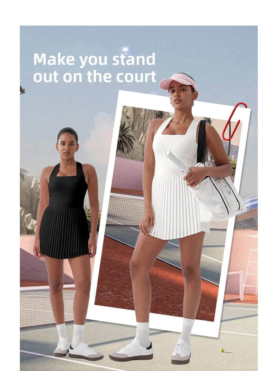 

Spor One-Piece Golf Skirt with Cross-Ba Strap Running orts Women's Summer New Sle Anti-Light Tennis Skirt