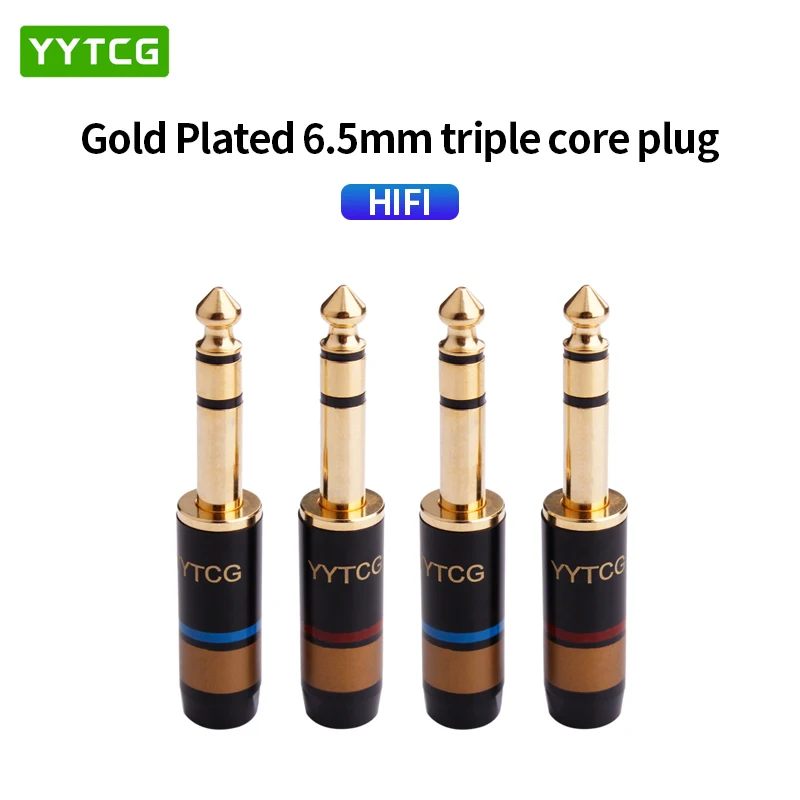 1PCS Stereo Jack 6.35mm 6.3mm Male Jack Connector 6.35 Speaker Plug Gold-plated Audio Connector