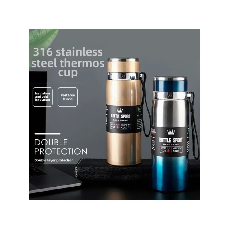 جديد 316 الفولاذ المقاوم للصدأ كوب معزول التدرج اللون غطاء حزام السفر سعة كبيرة كوب ماء رياضي في الهواء الطلق