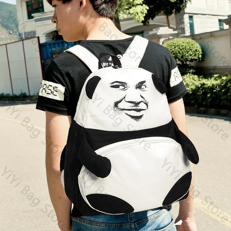 Fashion Funny Panda Pattern Backpack Streetwear Popular Originality Schoolbag Men Women Casual Large Capacity Computer Backpack