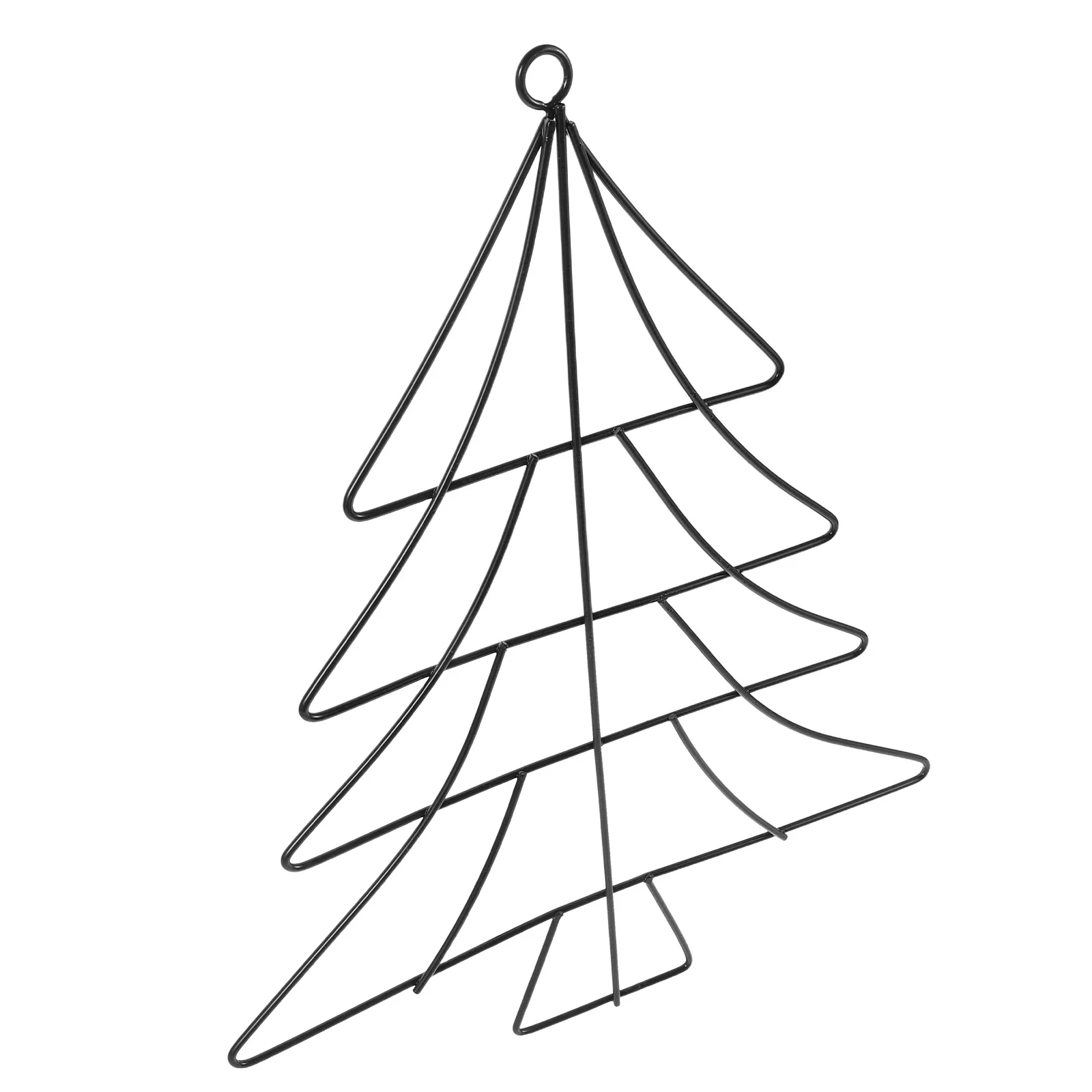 

Christmas Tree Shaped Wreath Frame 12.89X9.82X0.08 Inch Black Iron Wire Form For Diy Garland Craft Home Party Decoration