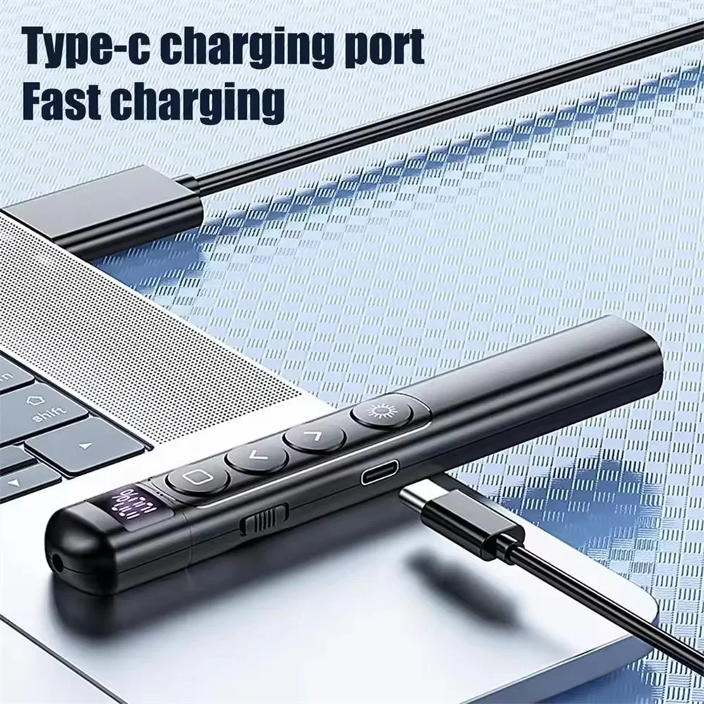 Powerpoint Pen Wireless Presentation Clicker Type-C Rechagable Remote Control Pen for Office Teaching Projector PPT Presenter
