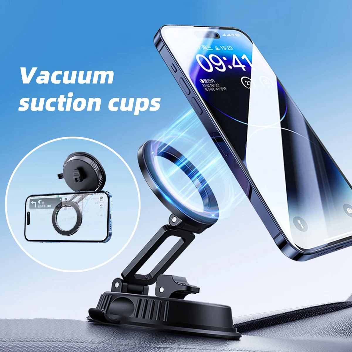 

Vacuum Adsorption Magnetic Suction Cup Phone Mount Double Sided Hands-Free Magnetic Cell Phone Holder For Car/Gym/Mirror/Smoot