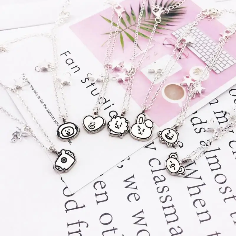 Kawaii Cartoon Bt21 22Cm Jewelry Necklace Korean Popular Star Signature Boxed Bracelet Boy Girl Cosplay Accessories Holiday Gift