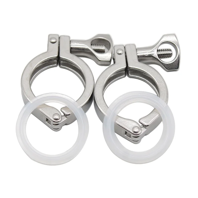 Heavy Duty  Clamp SS304 Sanitary Clamp Stainless Steel single Pin Clamp with Silicon gaskeTri Clover Fittings for home Brewing