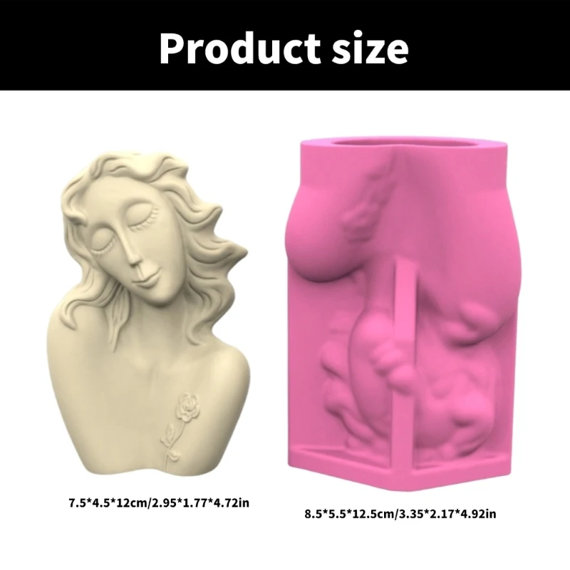 Creative Silicone Mould Girl for Making Concrete Flower Pots Pen Holders Dropship