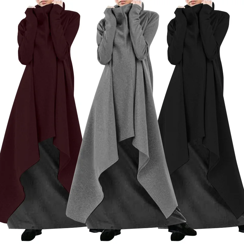 Frauen Lose Unregelmäßige Lange Hoodie Frühling Herbst Mode Hohe Kragen Lange Ärmel Pullover Damen Lose Bequeme Sweatirt