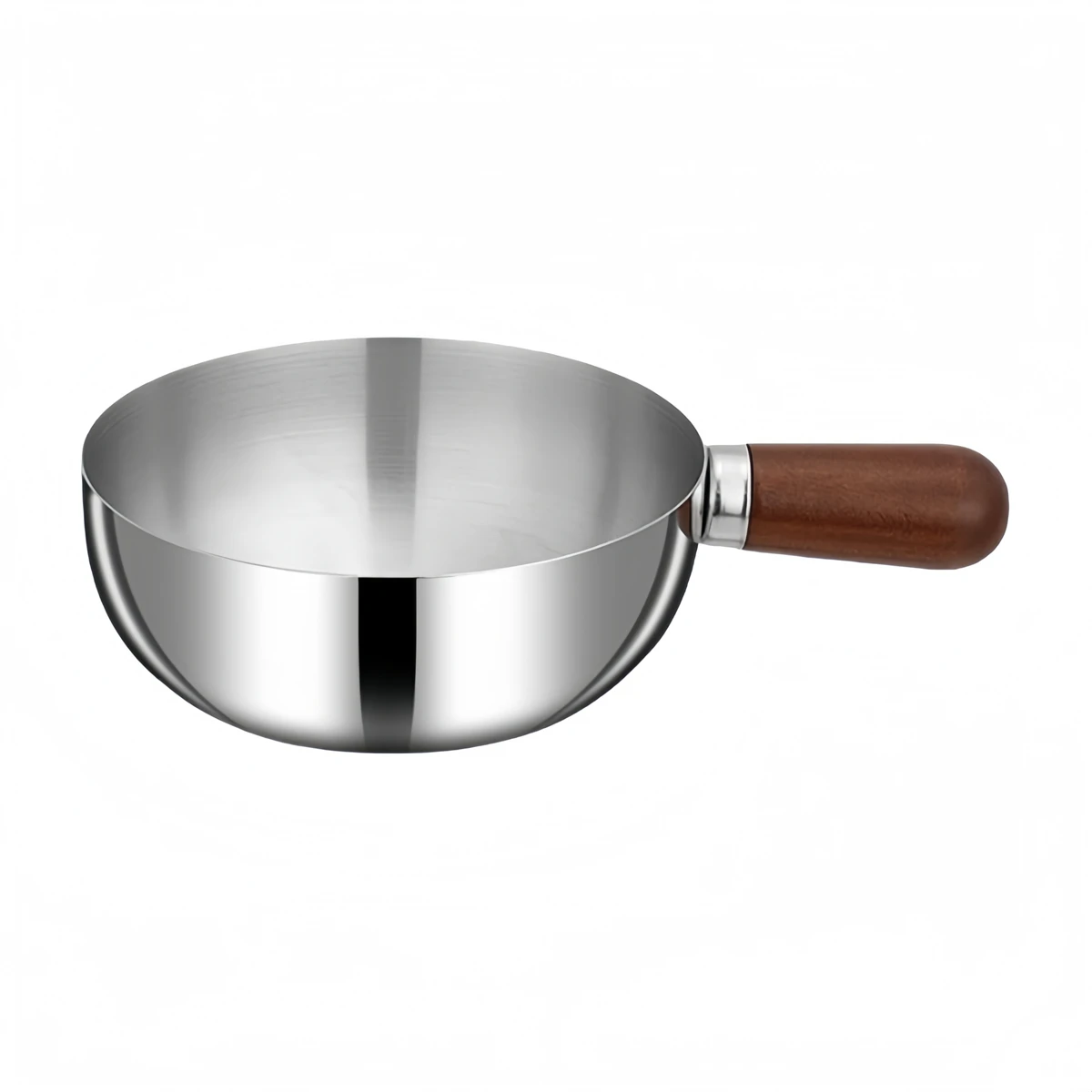 Olla para leche, cacerola de acero inoxidable con mango de madera, sartén de fondo plano para uso en estufas eléctricas y de gas de inducción