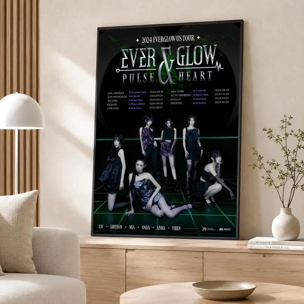 Idol Group E-EVERGLOW Poster Poster Wall Sticker Waterproof Self Adhesive HD Art  Bedroom Bar Decor