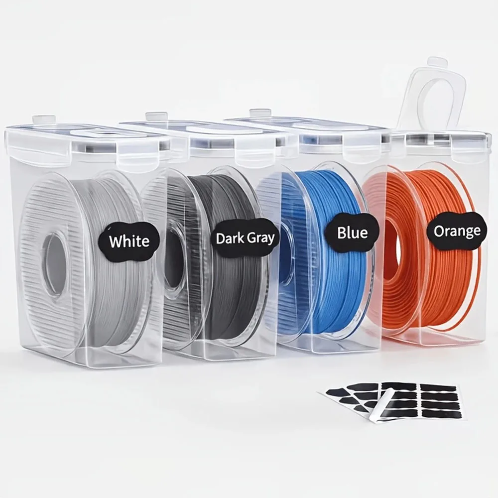 4 Pack Sealed 3D Printing Filament Storage Dustproof Waterproof Transparent Portable Filament Container (Filament Not Included)